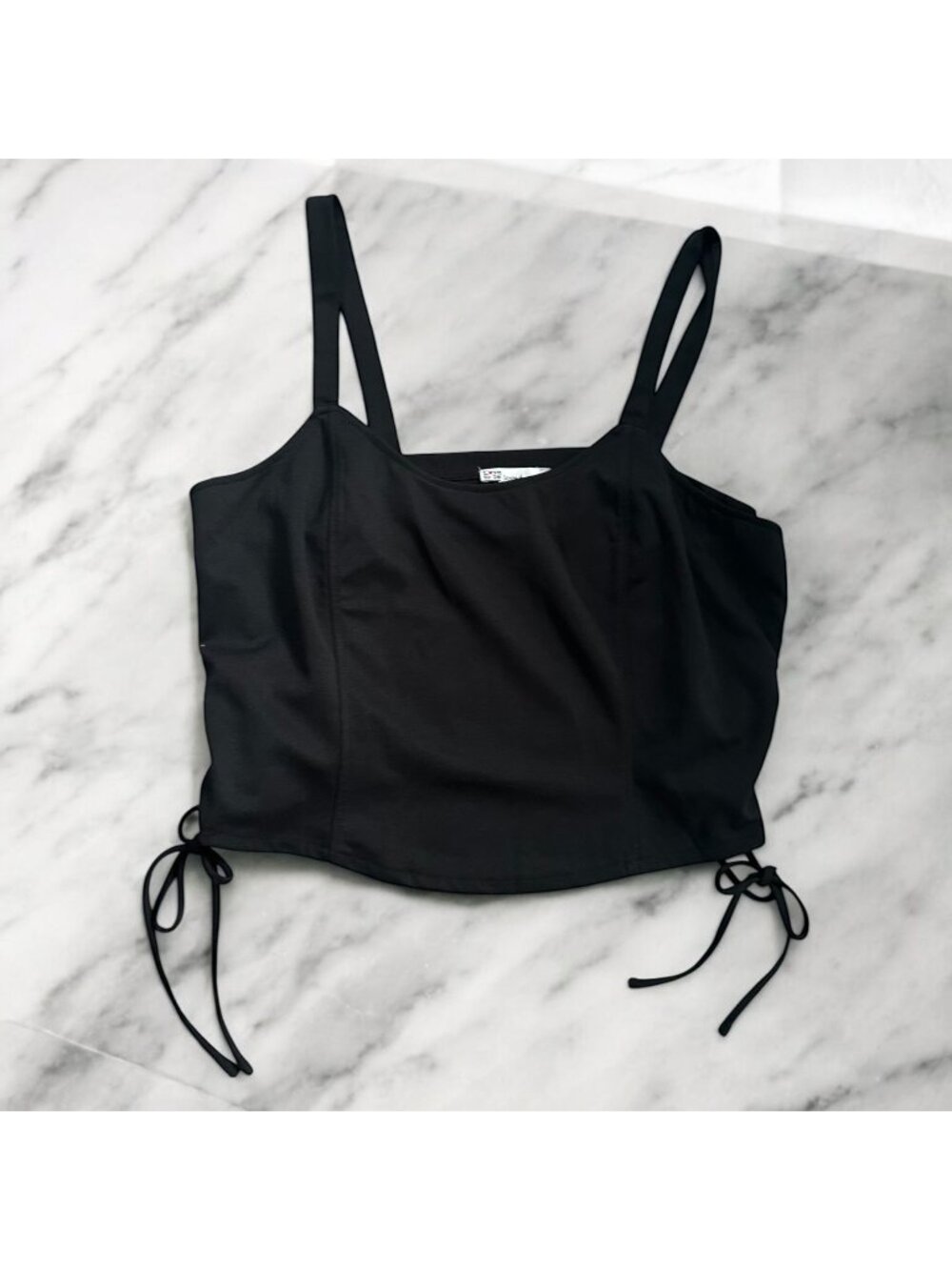 LOVE TO BE LOVED Black Gathered Side Crop Tank Top Size 3X NEW NWT